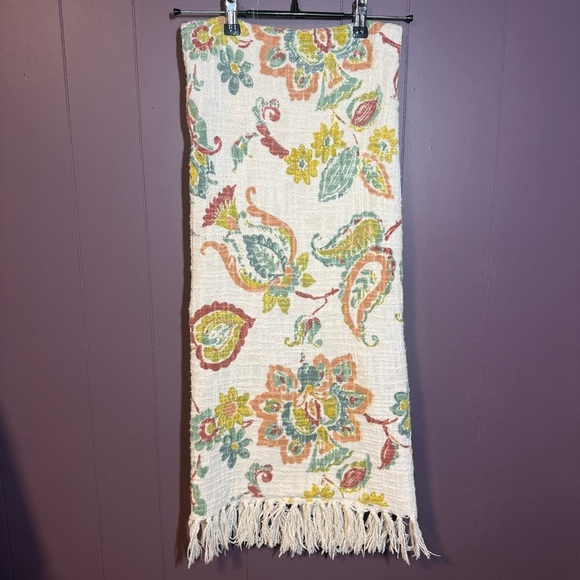 EnVogue Floral Paisley Woven Throw Blanket – 100% Cotton with Fringe - Picture 2 of 6
